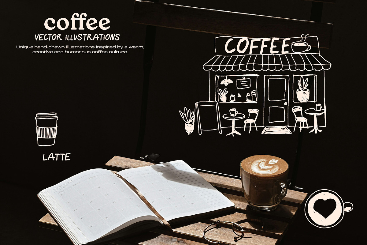 Coffee Hand-Drawn illustrations, a Food Illustration by dicreate (Photo 10 of 12)