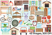 Around the House 3 Clipart, a Decorative Illustration by Lime & Kiwi Designs (Thumbnail 2 of 2)