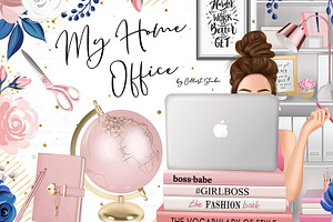 Planner girl clipart, girlboss