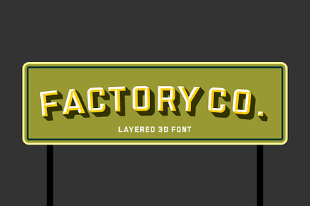 Factory - layered 3d font, a Sans Serif Font by Brainware Graphic