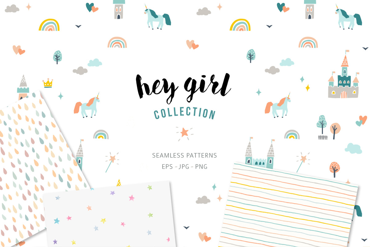Seamless patterns for girls, a Pattern Graphic by Magnia (Photo 1 of 5)
