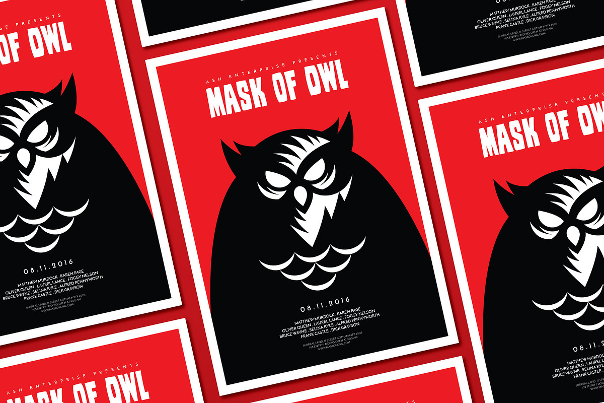 Mask of Owl Horror Movie Flyer, a Flyer Template by ashenterprise (Photo 2 of 2)