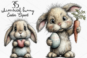 Whimsical Bunny Easter Clipart PNG, a Seasonal Illustration by Canvas Craft