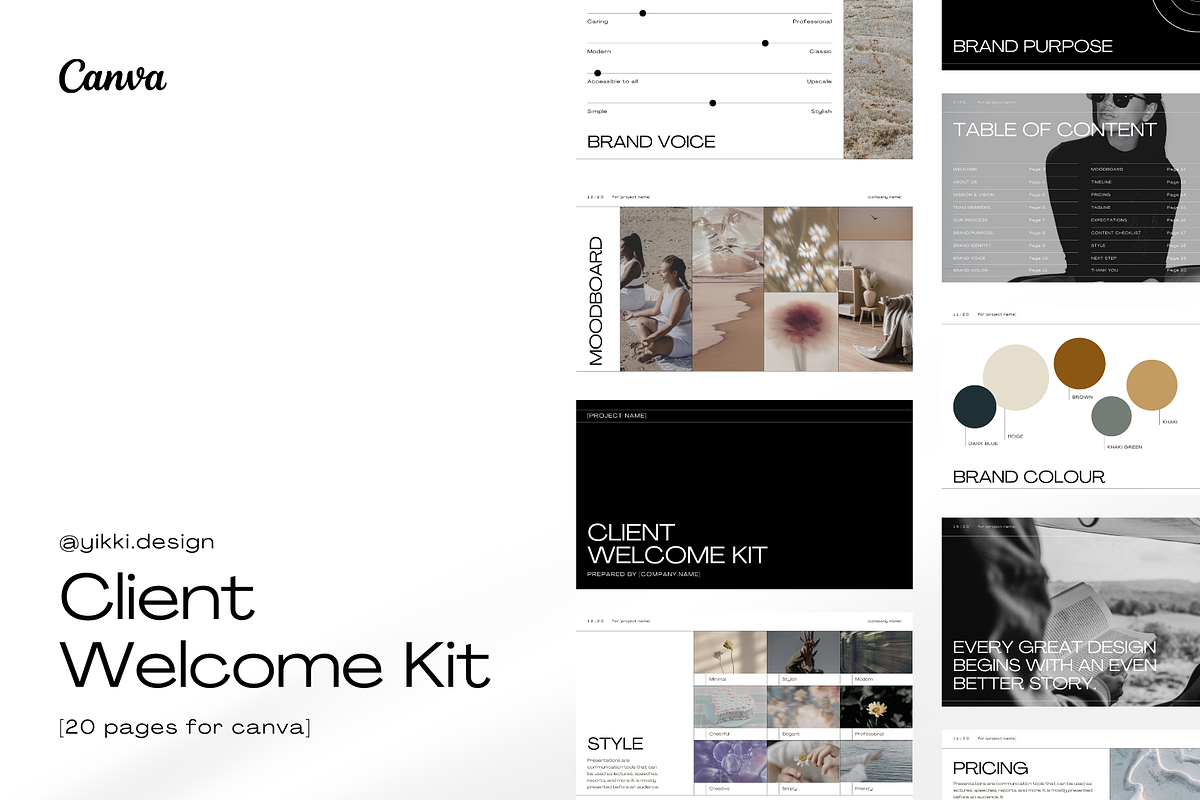 Client Welcome Kit Template | CANVA, a Presentation Template by Yikki.design (Photo 1 of 5)