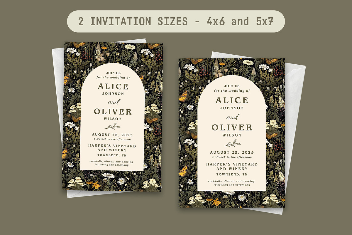 Garden Wedding Invitation Editable, a Design Template by Blue River Studio (Photo 2 of 5)
