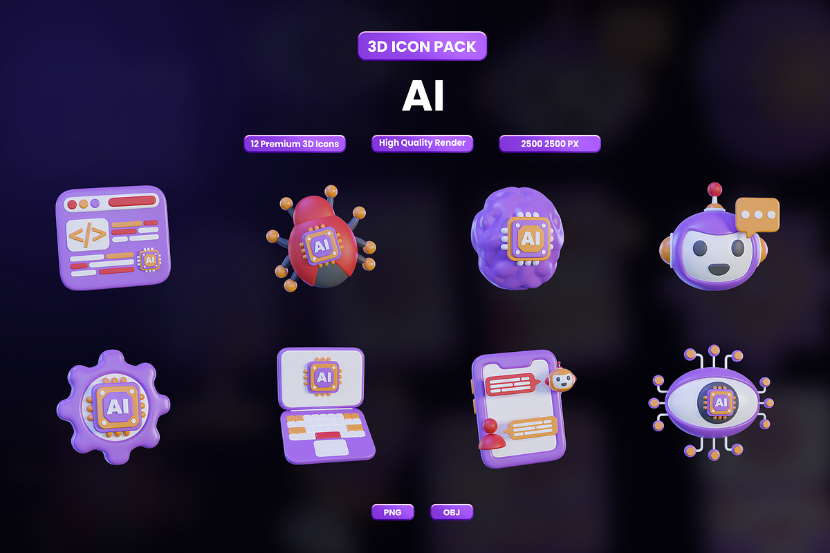 Artificial Intelligence 3D Icon Pack, an Object Graphic by Artnivora.Std (Photo 1 of 4)