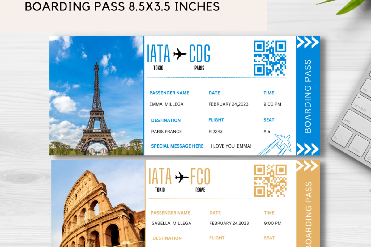 Editable Boarding Pass Template, a Card Template by YasdeyDesigns (Photo 6 of 8)