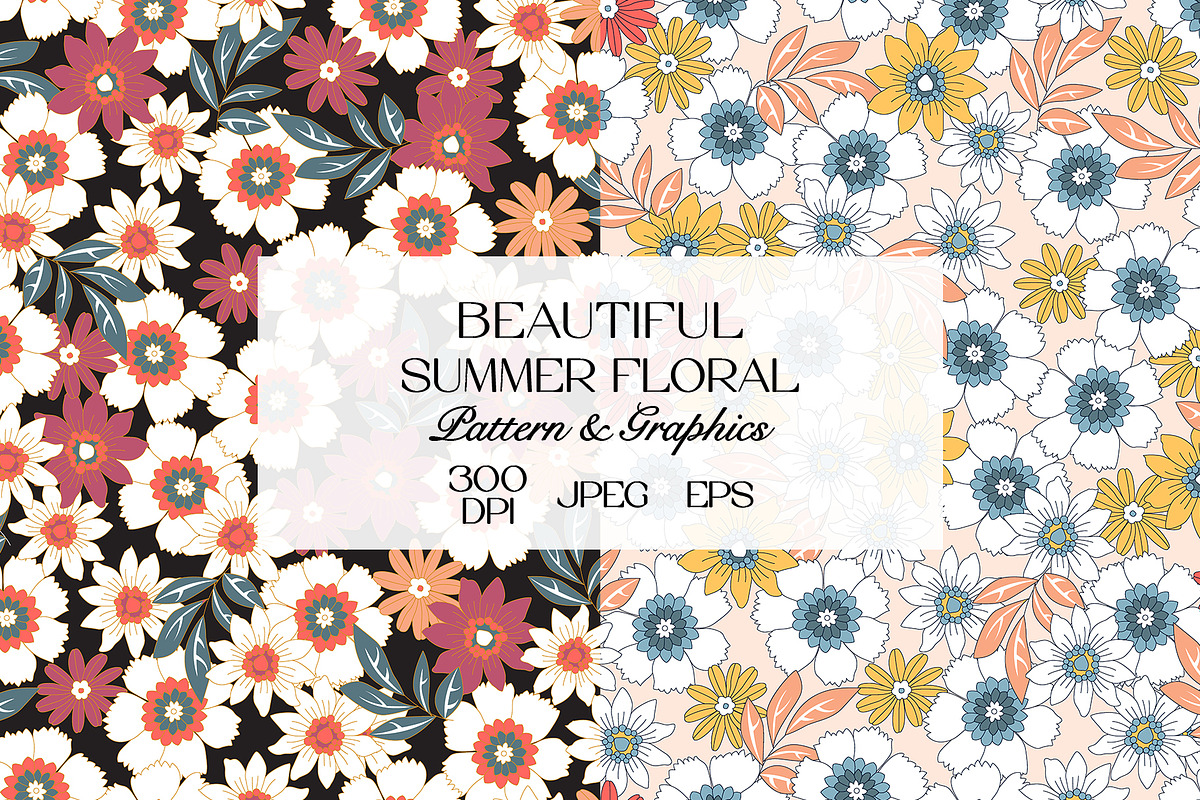 Beautiful Summer Floral Pattern, a Pattern Graphic by StudioGlouna (Photo 1 of 9)