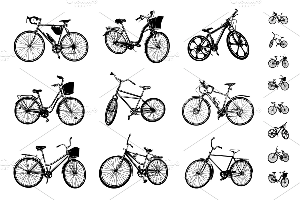 vector bicycles set, a Healthcare Illustration by tumbalipum