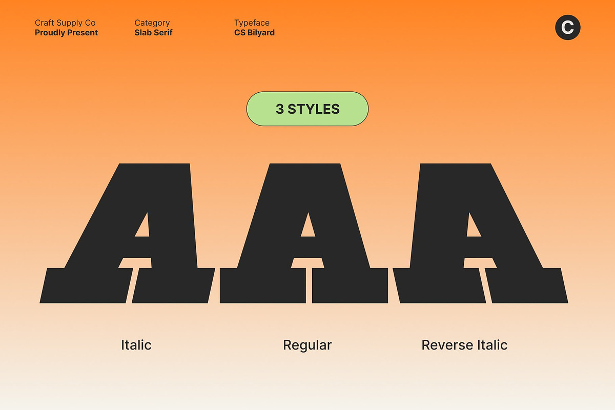 CS Bilyard – Slab Serif Display, a Slab Serif Font by Craft Supply Co. (Photo 2 of 8)