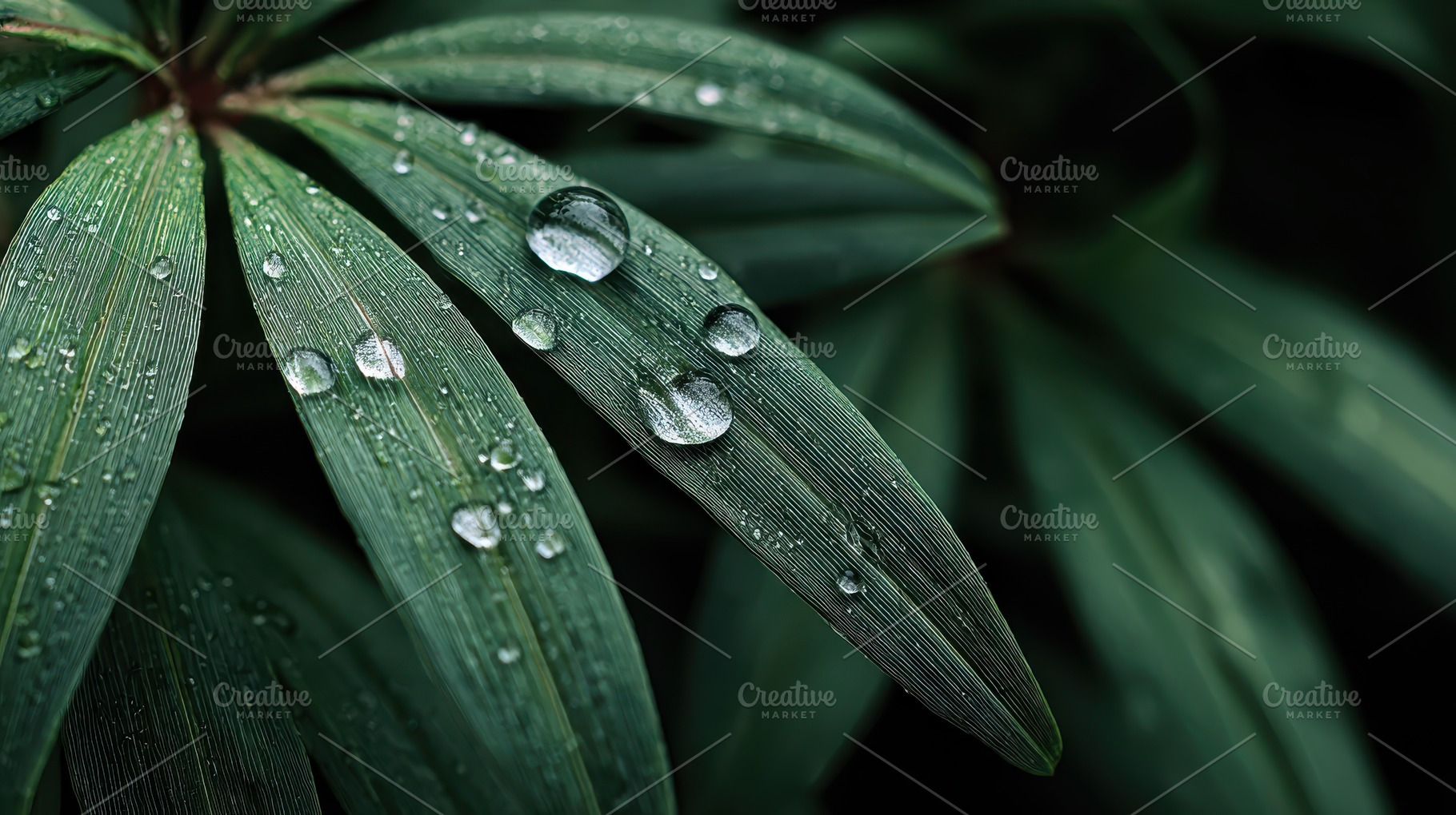 Dewdrops on Lush Green Leaves Nature, a Photo by Pixeness Studio