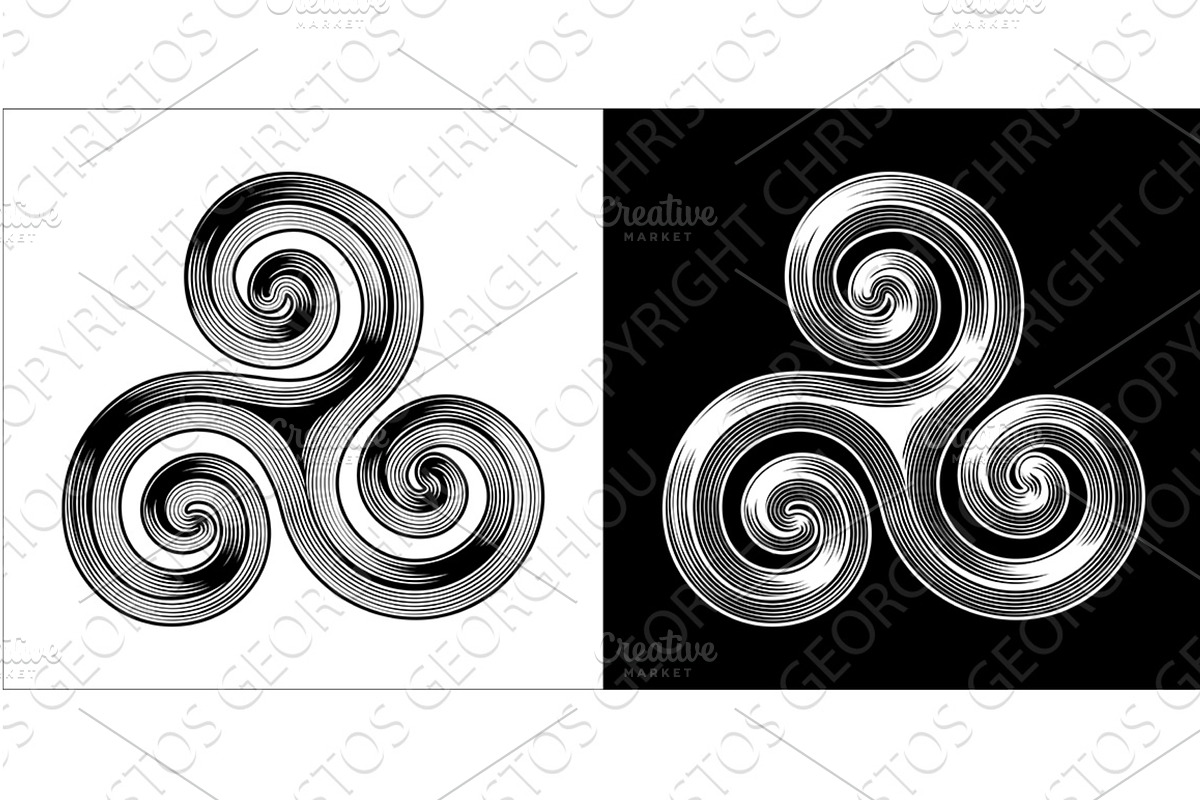 Triskelion Triskeles Triple Spiral, an Object Illustration by Christos Georghiou