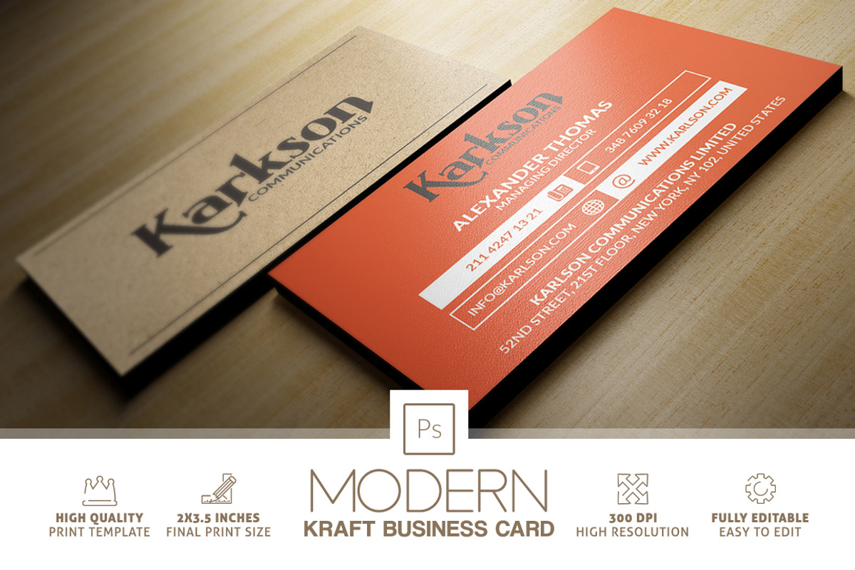 Modern Kraft Paper Business Card, a Business Card Template by Marvel (Photo 1 of 4)