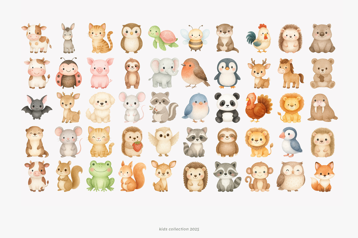 baby animals clipart set, an Animal Illustration by Pink Studio Art (Photo 8 of 10)
