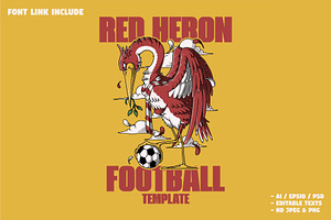 red heron mascot holding soccer ball, a Branding & Logo Template by Judsart