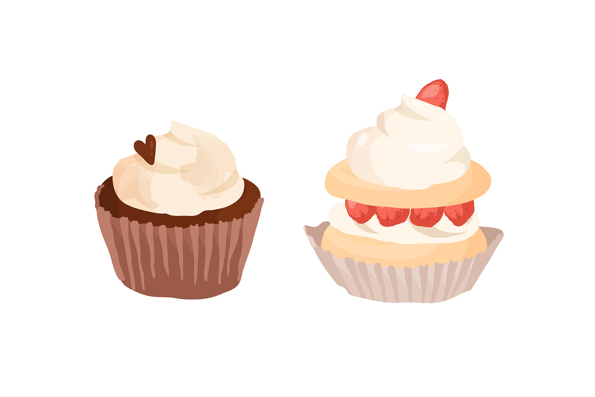 Cupcakes and pieces of cake set, a Food Illustration by Good Studio (Photo 2 of 4)