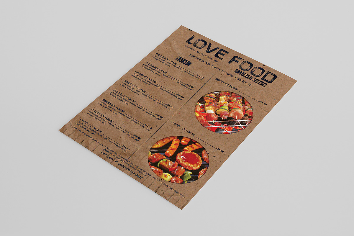 Vintage style FOOD MENU, a Flyer Template by Tzochko (Photo 1 of 5)