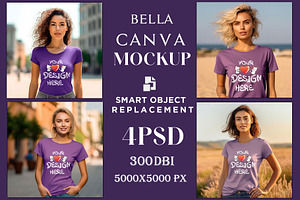 Purple T-shirt Fashion Model Mockup