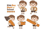 Kids Boy Back to School Vector Pack, an Illustration by MEDZ (Thumbnail 2 of 3)