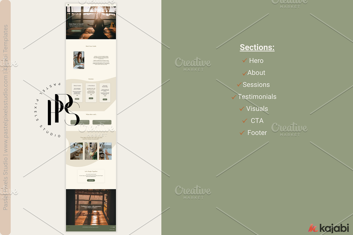 Wellness Coach Website Template, a Landing Page Template by Pastel Pixels Studio (Photo 2 of 5)