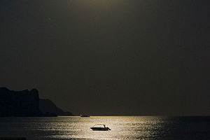 Moonlit night at sea featuring beautiful, crimea, and day