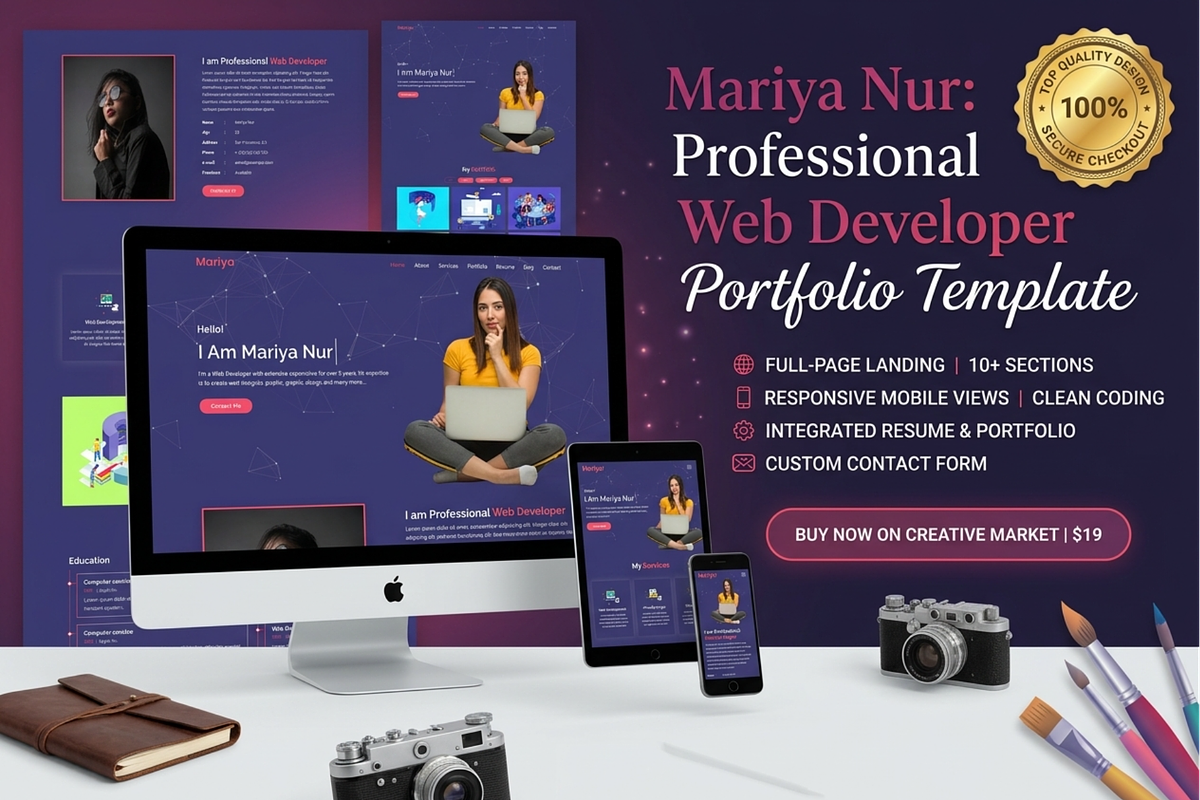 Mariya - Designer Portfolio HTML, a HTML Template by Themeplaza (Photo 1 of 7)