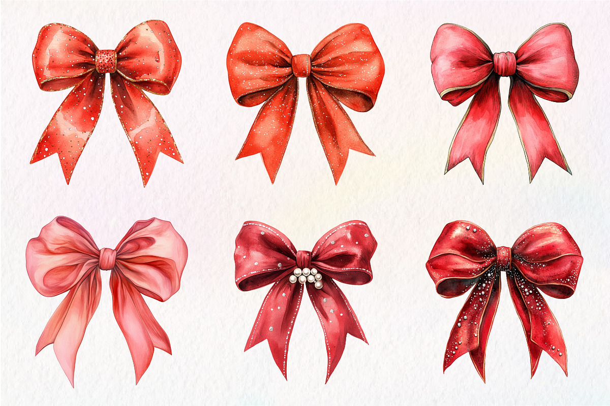 Red Coquette Christmas Bow clipart, an Illustration by Dream Creation (Photo 6 of 7)