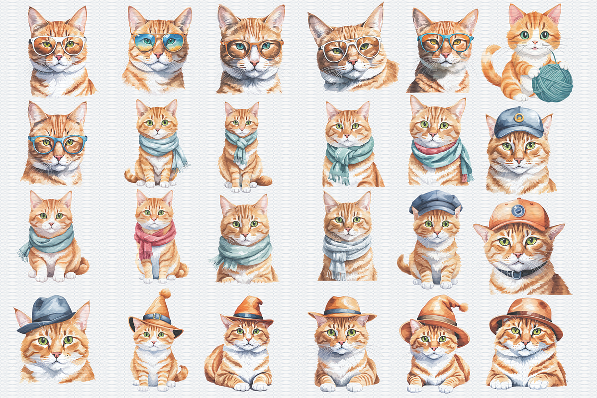 Watercolor Orange Cat Clipart, an Animal Illustration by Crafts of The Moon (Photo 4 of 4)