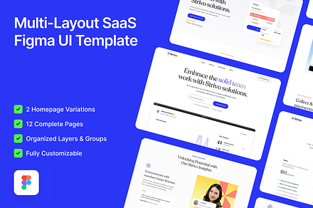 Strivo: Multi-Layout SaaS Figma, an UI Kit Template by FinestDevs