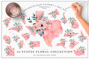 50 Watercolour States Collection, a Decorative Illustration by Tommy & Tilly Design (Thumbnail 1 of 7)