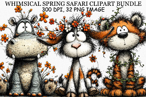 Whimsical Spring Safari Clipart PNG, an Illustration by Canvas Craft