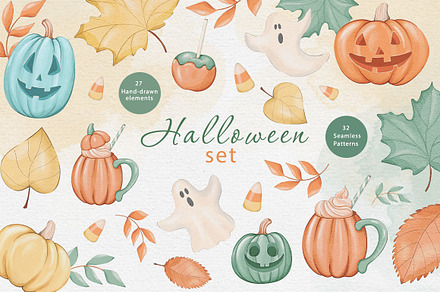 Halloween illustrations and patterns, a Seasonal Illustration by Mari_Caliart