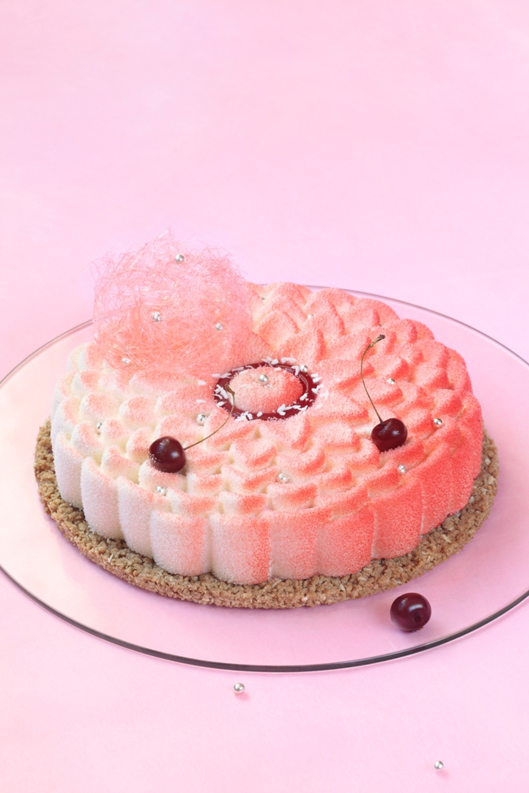 Coconut Cherry Flower Cake, a Food & Drink Photo by Miuda21