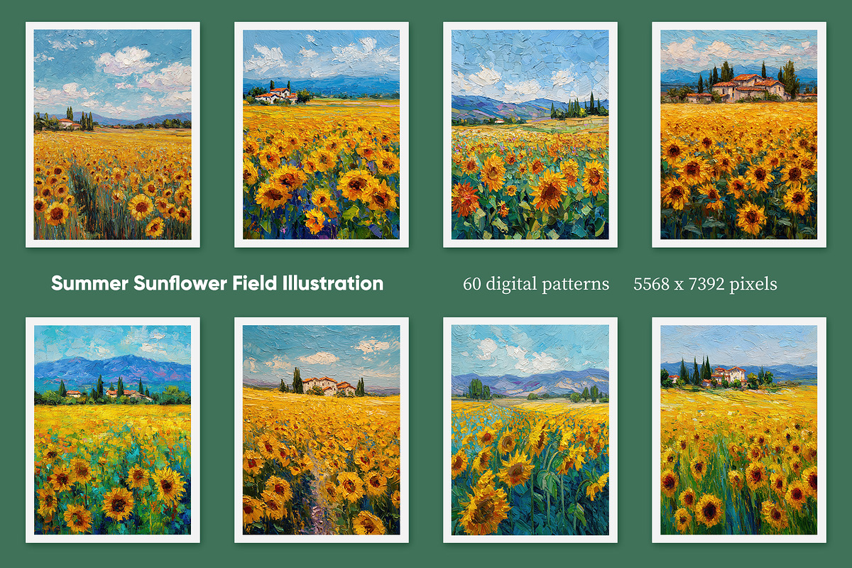 Summer Sunflower Field Illustration, a Decorative Illustration by Housui Patterns (Photo 2 of 12)