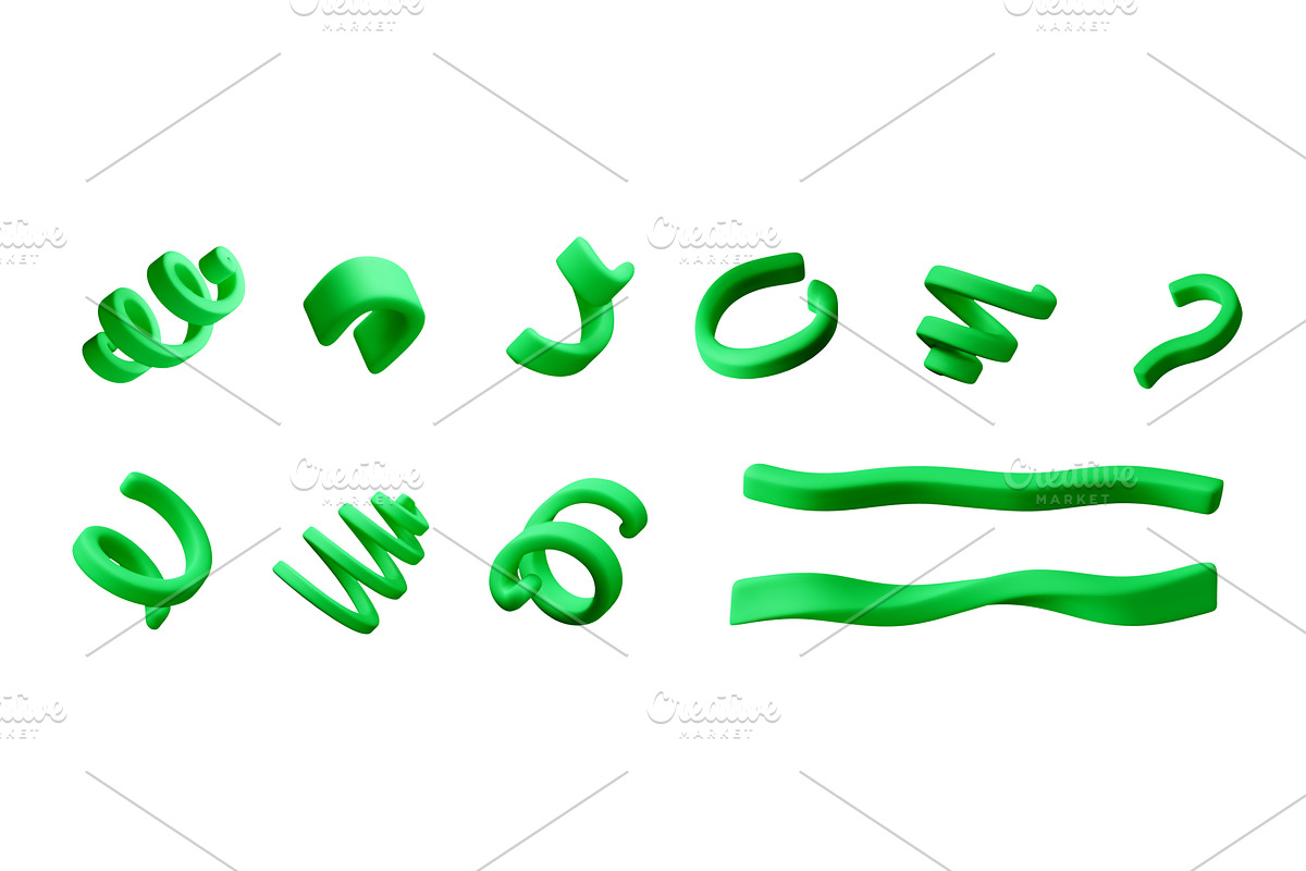 3d render of green abstract confetti, an Object Illustration by Abscent