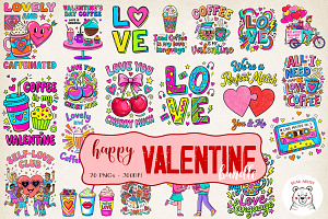 Valentine Love & Coffee Illustration, an Illustration by GlitterCraft