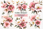 Watercolor Floral Bouquet Clipart, a Decorative Illustration by SugarCloudStudioArt (Thumbnail 1 of 3)