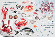 Seafood watercolor clipart, a Food Illustration by Eva Kleinman (Thumbnail 2 of 13)