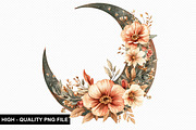 Floral Moon Clipart Design Bundle, an Illustration by crative8112 (Thumbnail 2 of 10)