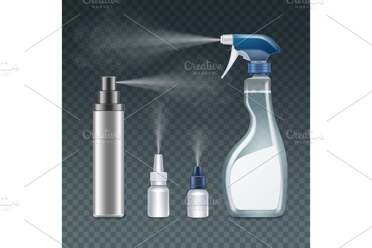 Vector Realistic Spray Mist Set, an Object Illustration by Zonda (Photo 7 of 7)
