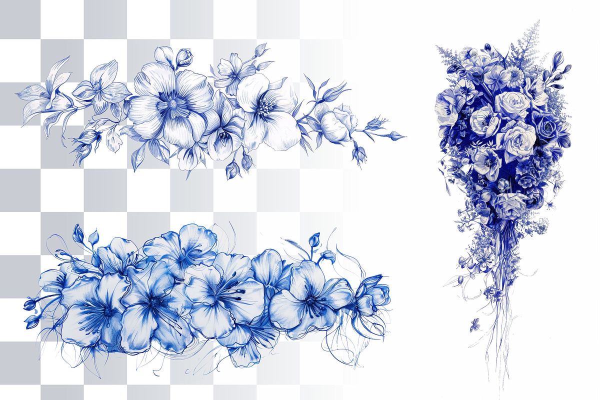 12 Ballpen Flower Illustrations PNG, a Decorative Illustration by Loony Dream Designs (Photo 4 of 5)