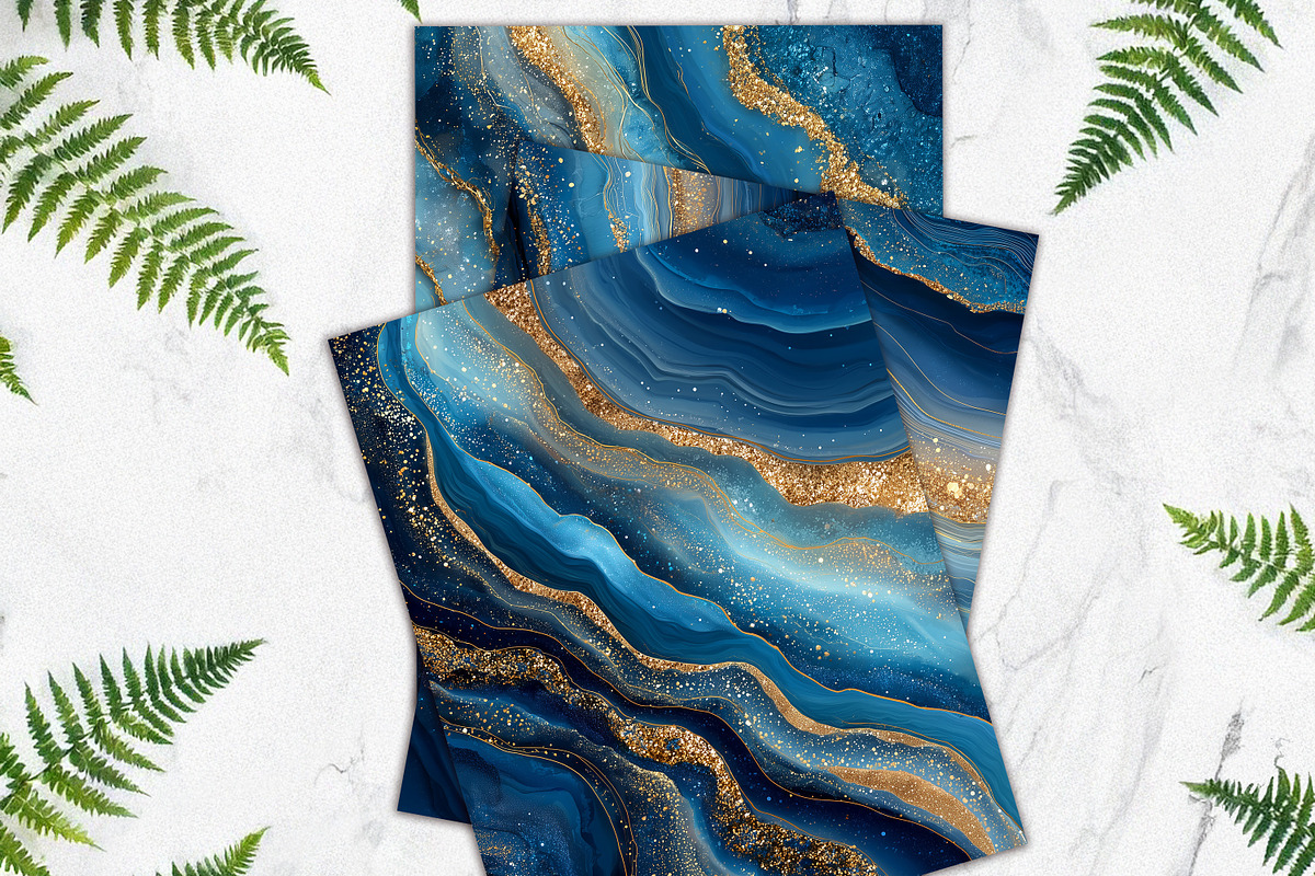 Elegant Deep Blue Agate Scrapbook, a Background Graphic by V Design Creator (Photo 12 of 12)
