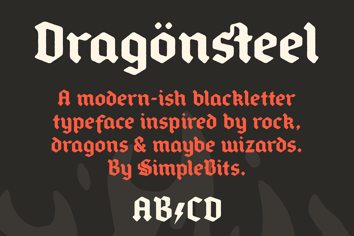 Dragönsteel — Modern-ish blackletter, a Blackletter Font by SimpleBits® (Photo 5 of 6)