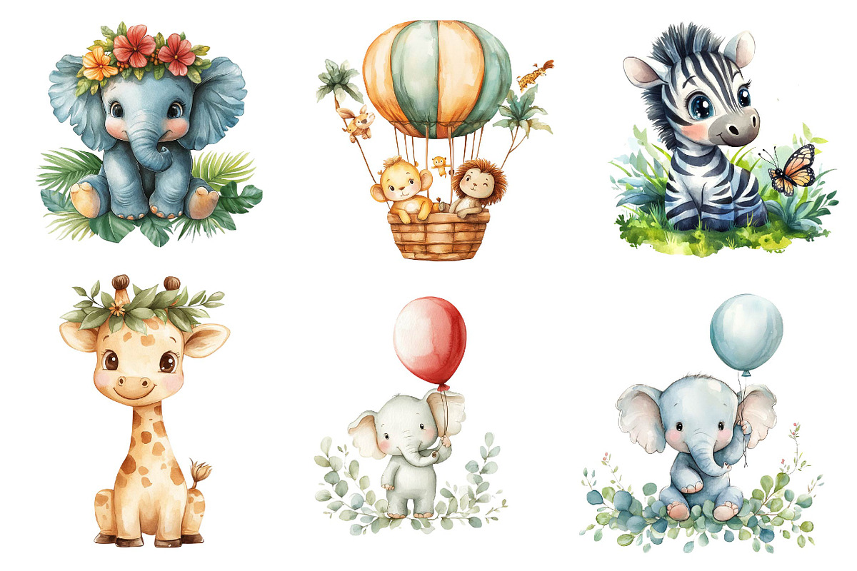 Baby Safari Png, Baby Jungle Animals, an Illustration by CreationArt (Photo 3 of 5)