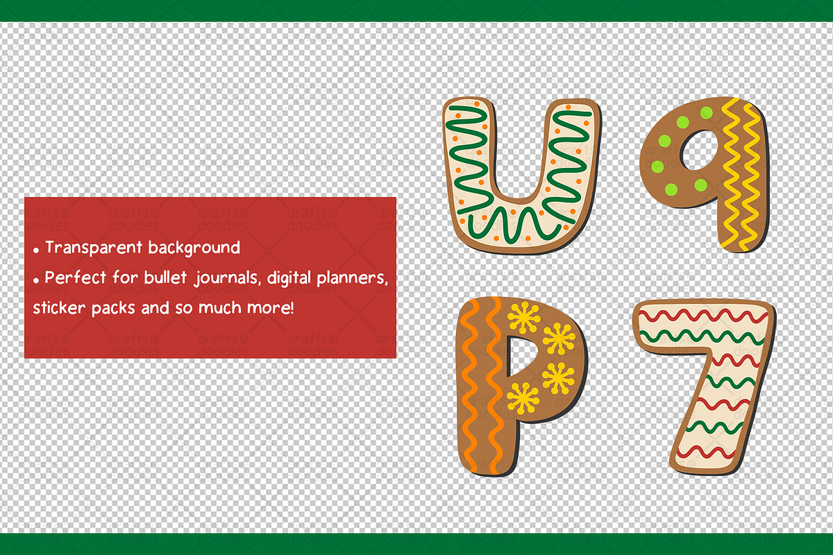 Gingerbread Cookie Letters & Numbers, an Object Graphic by Drafts n Doodles (Photo 3 of 3)