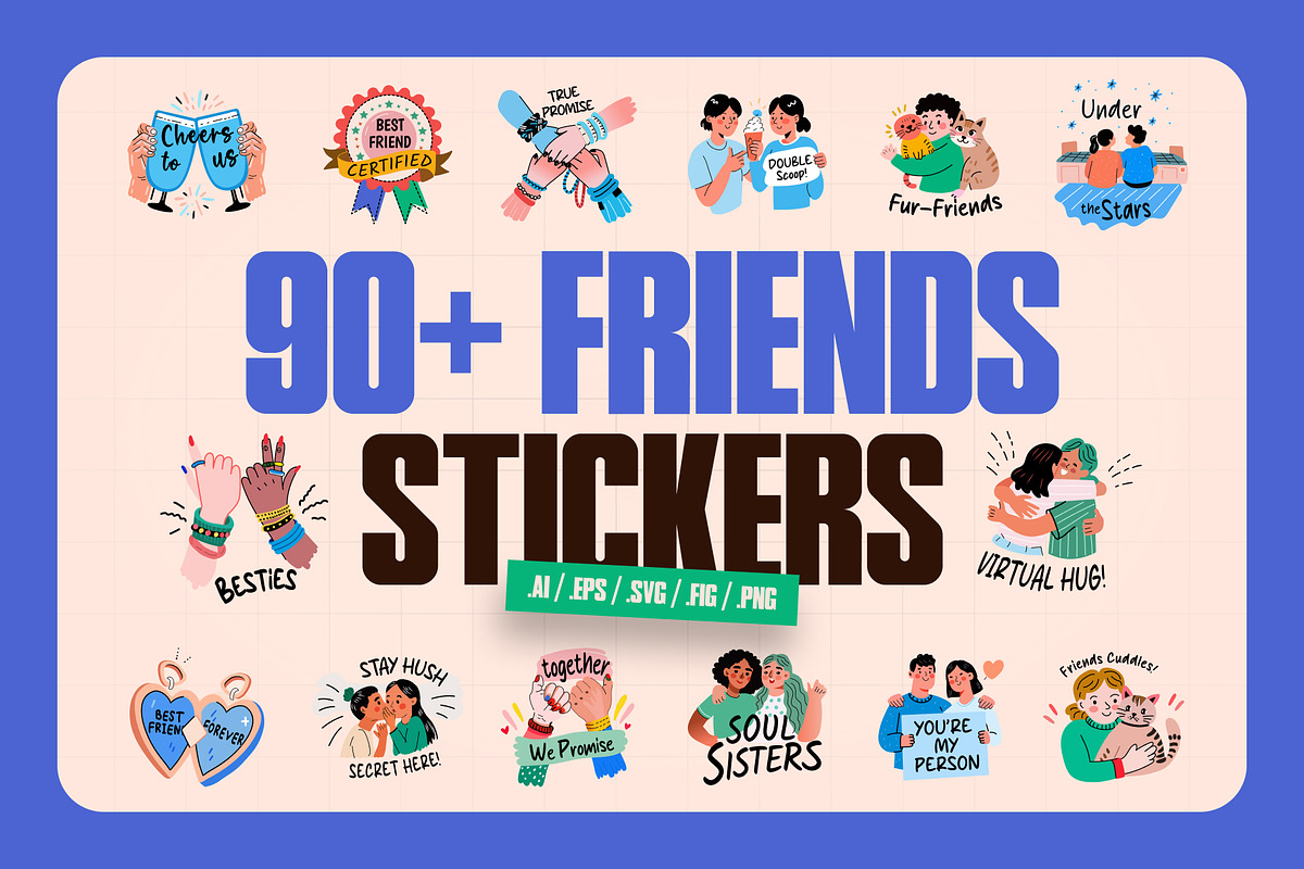 Friends Stickers Pack, an Emoji Icon by Prosymbols (Photo 1 of 9)