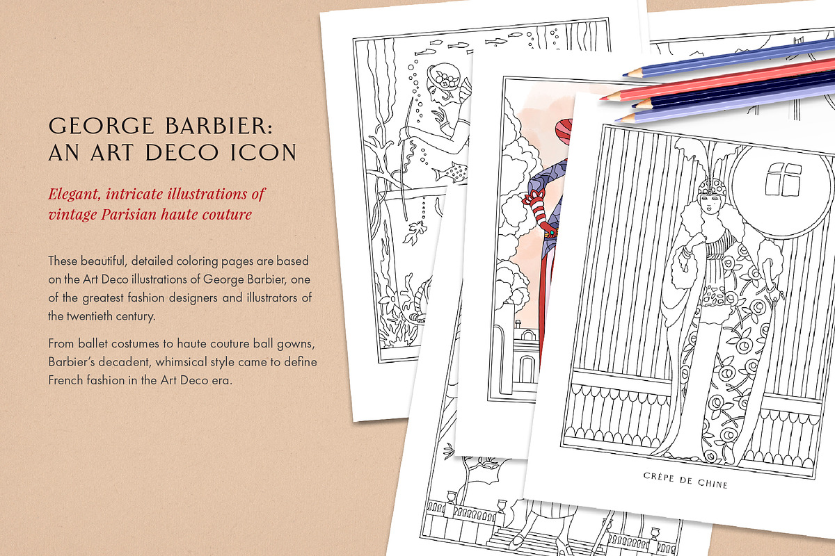 French Deco Fashion Coloring Pages, an Illustration by The Object Atlas (Photo 7 of 7)