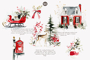 Festive red Christmas watercolor set, a Decorative Illustration by Patishop Art (Thumbnail 4 of 9)