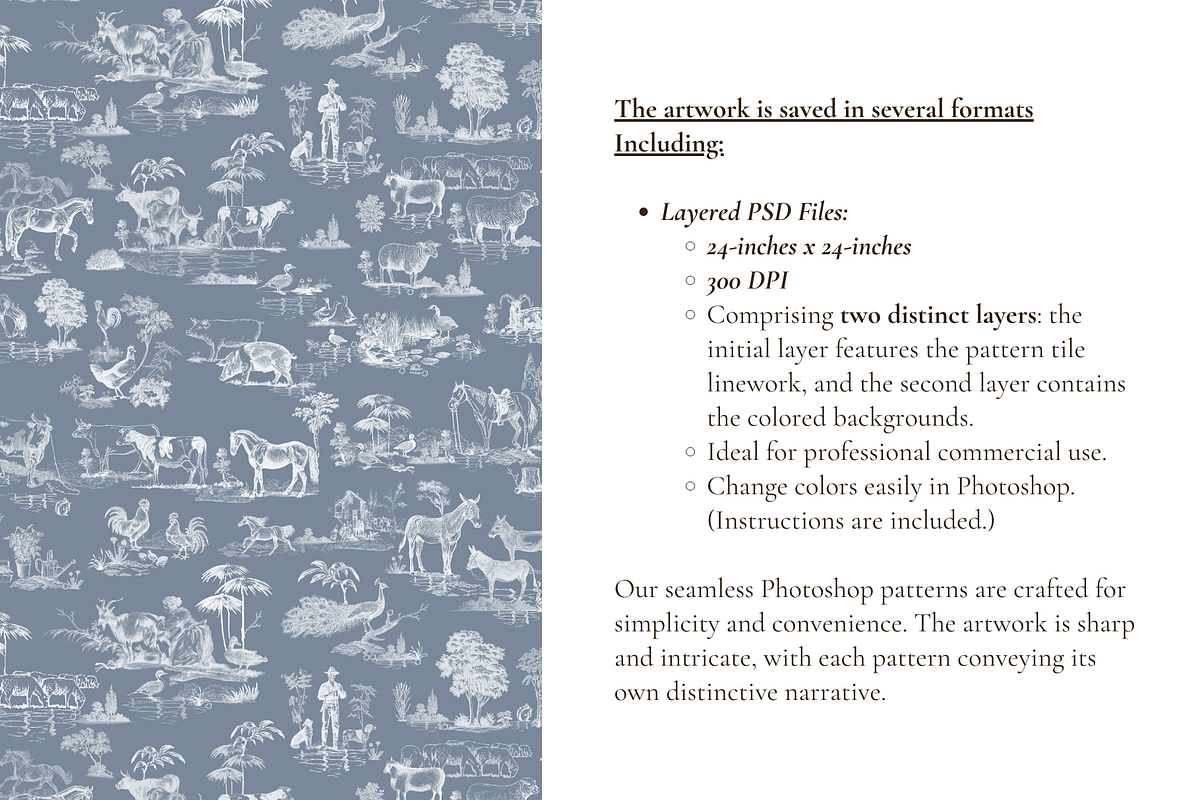 Rustic Farm Toile de Jouy Pattern, a Background Graphic by Hughes Studio (Photo 5 of 7)