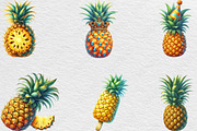 Pineapple Watercolor Clipart, an Illustration by Black Bird Studio (Thumbnail 5 of 6)